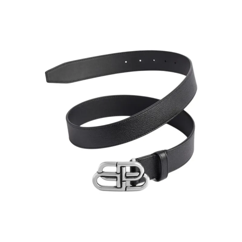 Balenciaga Cow Leather Belts Men's Black 3.5CM-0