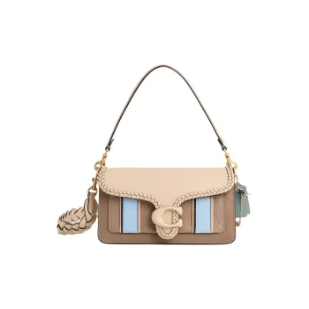 COACH Tabby Polished Pebbled Leather With Calfskin Shoulder Bag Medium Size Women's Ivory