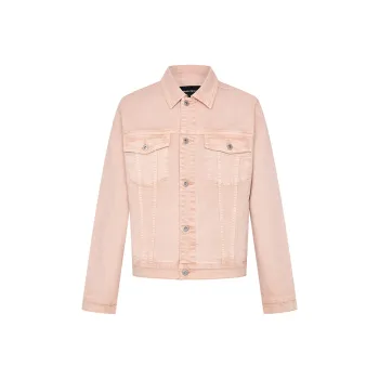 URBAN REVIVO Denim Jacket Men's Gray Pink