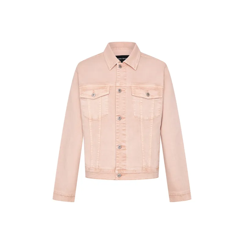 URBAN REVIVO Denim Jacket Men's Gray Pink-0