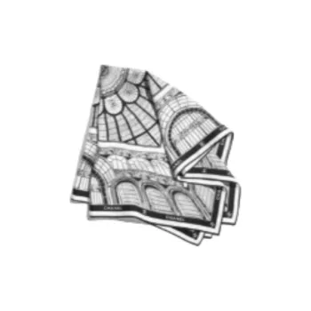 CHANEL Twill Silk Scarves Unisex White
