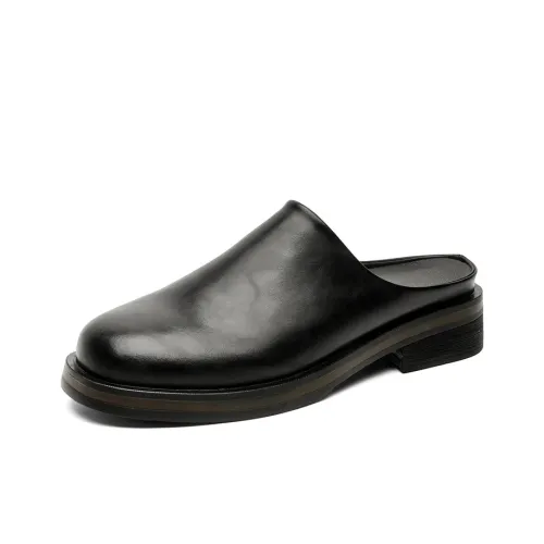 V ZERO FIVE Rubber Sole Leather Patchwork Slip Resistant Wrap toe Slippers Men's