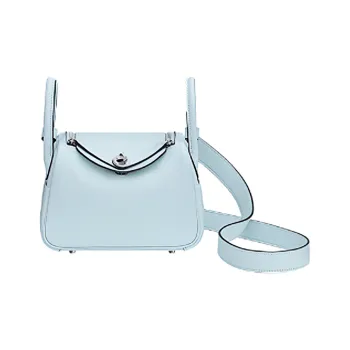 HERMES Lindy Swift Leather Portable Crossbody Bag, Shoulder Bag Mini Women's T0 Bleu Brume Dusty Blue