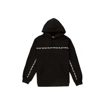 Supreme Text Stripe Zip Up Hooded Sweatshirt