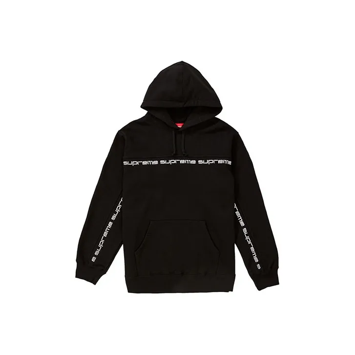 Supreme Text Stripe Zip Up Hooded Sweatshirt-0