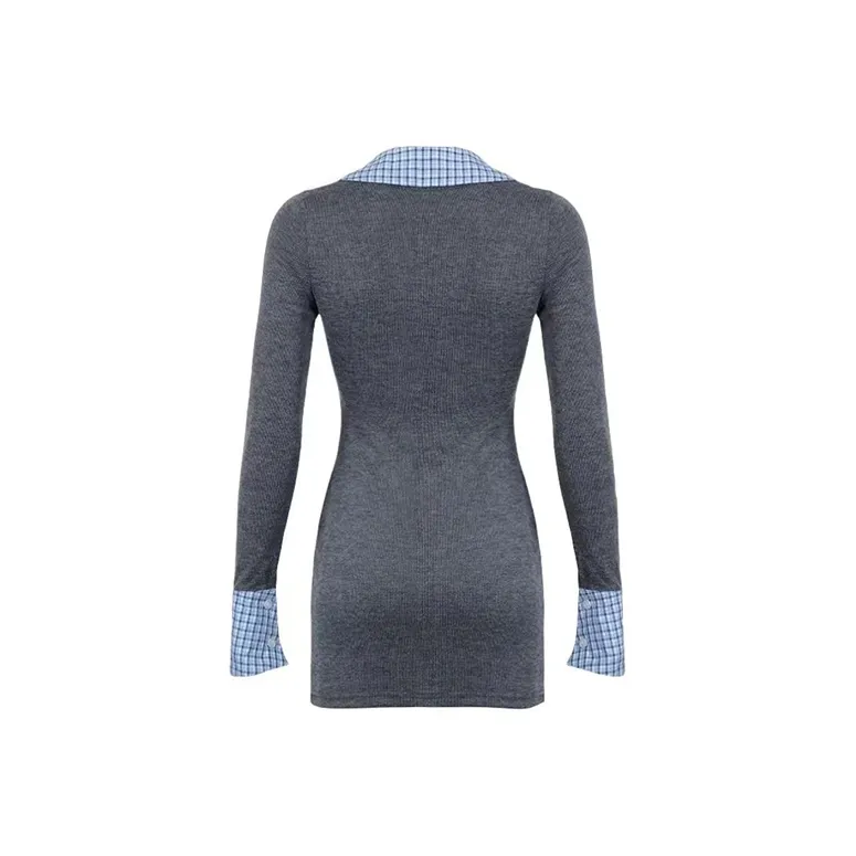 Zonibom Long Sleeved Dress Women's Dark Gray-1