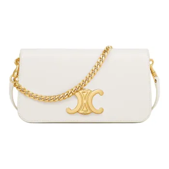 CELINE Calfskin Shoulder Bag, Crossbody Bag, Handbag Women's White