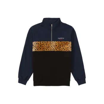 Supreme Leopard Panel Half Zip Sweatshirt