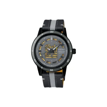 SEIKO Automatic/Manual Mechanical Movement Cow Leather Strap Watch Men's Watches Gray Dial