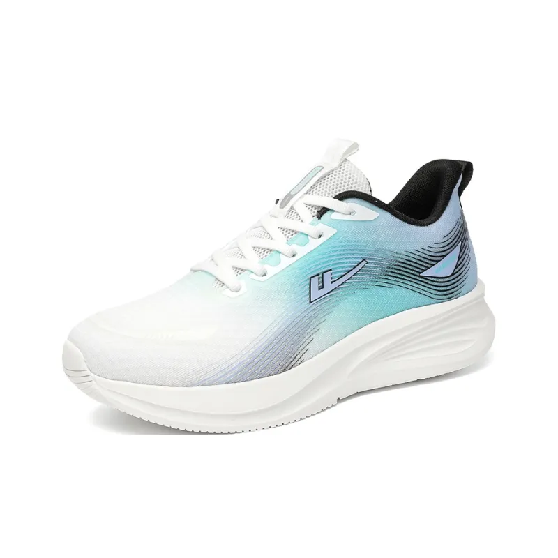 Warrior Breathable Lightweight Low Top Casual Training Long Distance Running Shoes Men's White Lake Blue Light Blue-2