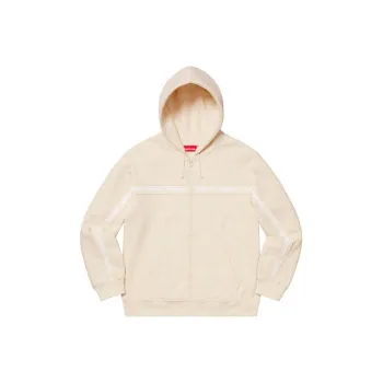 Supreme Text Stripe Zip Up Hooded Sweatshirt