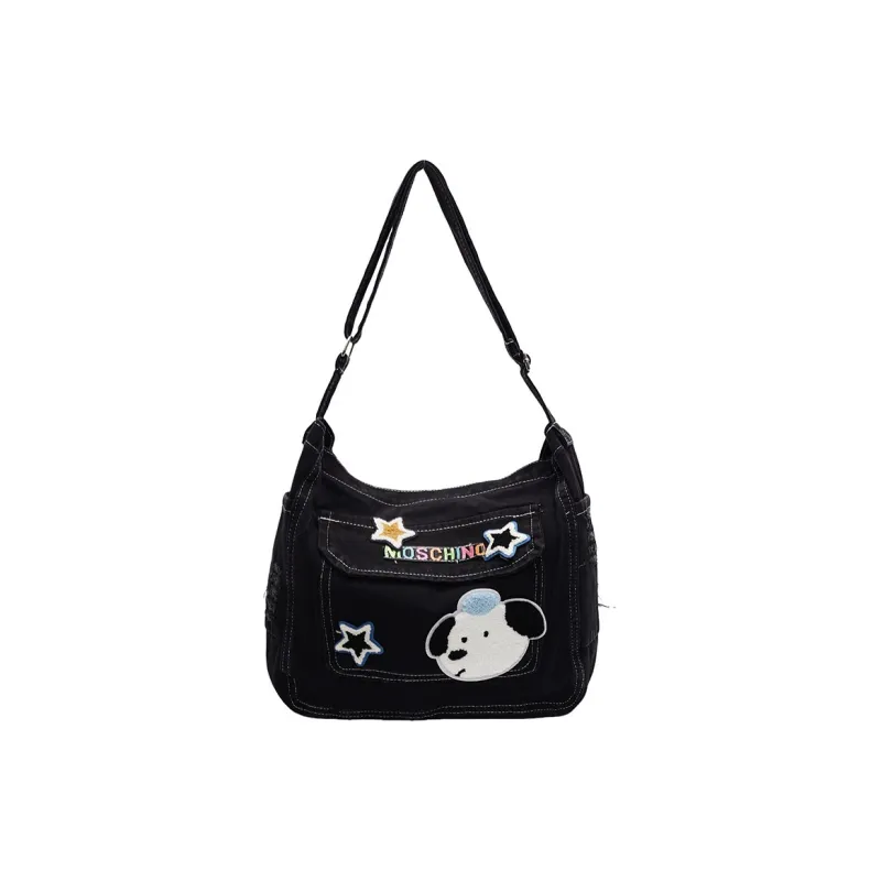 SUN EARTH &U Denim Crossbody Bag Shoulder Bag Regular Unisex Light Blue/Dark Blue/Black-0