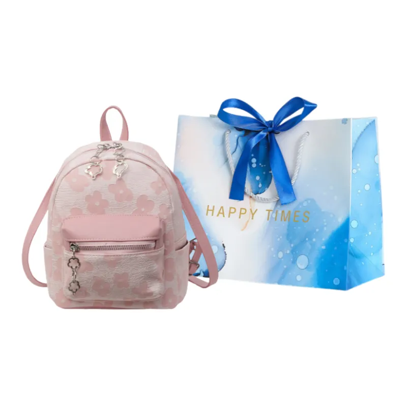 ROUNDOT PU Backpack Regular Women's Ecru/Black/Pink-14