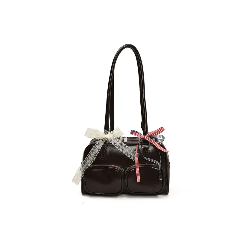 DALO PU Shoulder Bag Women's Silver/Coffee/Red/Brown/Black/White-3