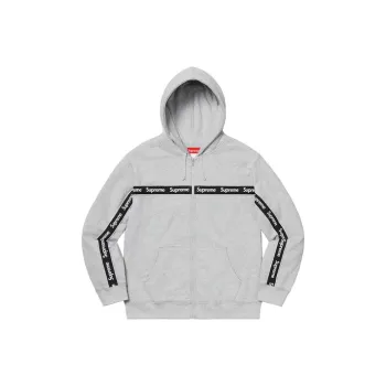 Supreme Text Stripe Zip Up Hooded Sweatshirt
