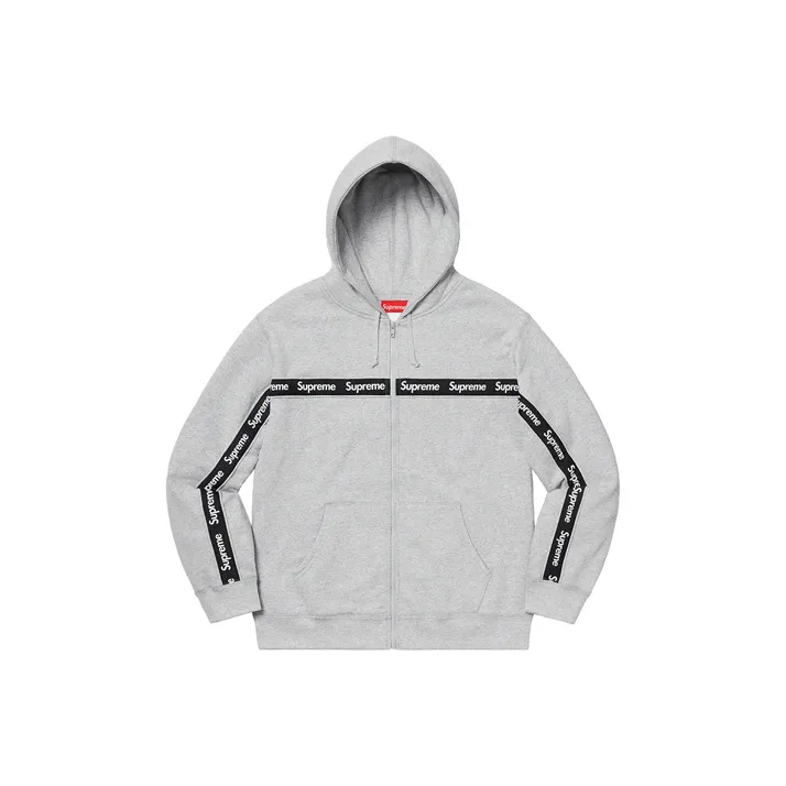 Supreme Text Stripe Zip Up Hooded Sweatshirt-0