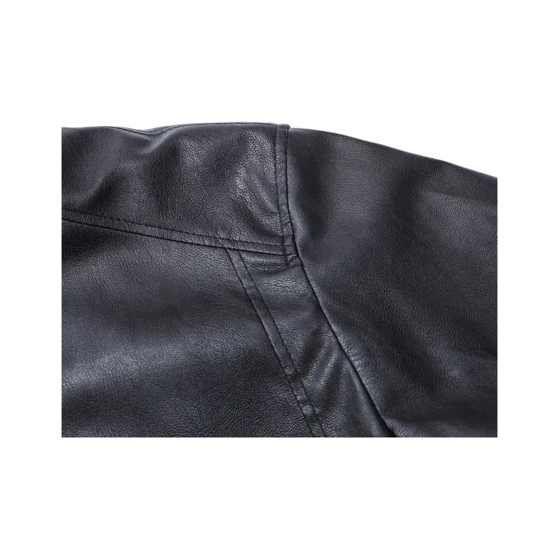 Fashion Leather Jacket Men's Classic Black-3