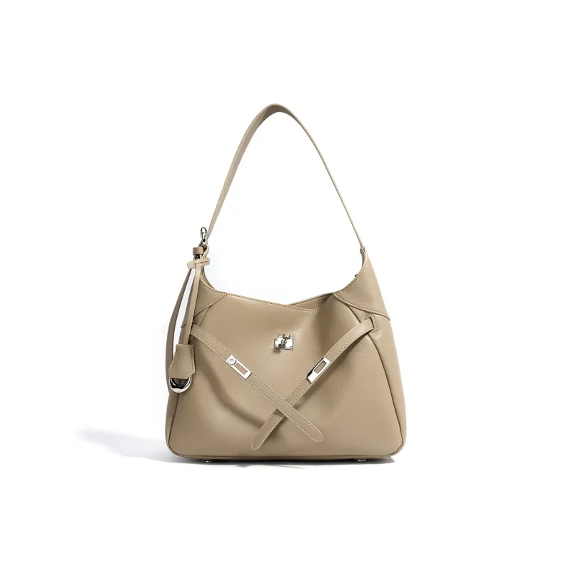 ROBERTA DI CAMERINO Cow Split Leather Cow Leather Handbag Shoulder Bag Women's Sandstone Apricot-0