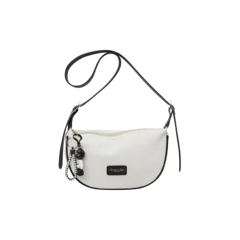 GOBLIN SHARKS 1759 PU Shoulder Bag Unisex Ecru/Black/Silver