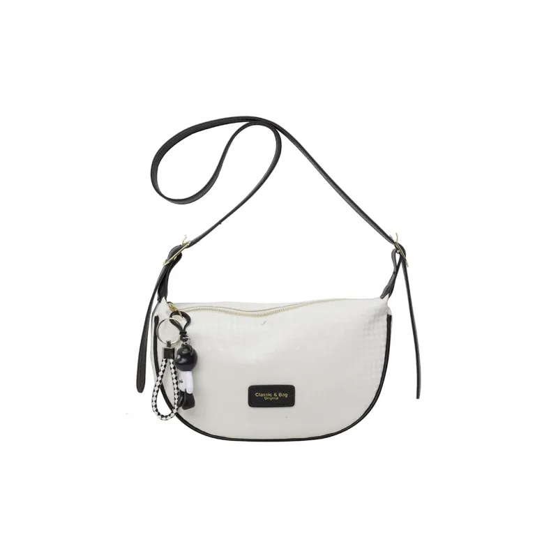 GOBLIN SHARKS 1759 PU Shoulder Bag Unisex Ecru/Black/Silver-0