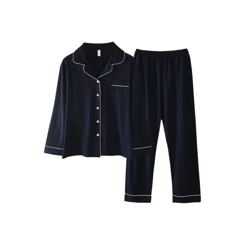 Cotton Gene Pajama Set Women's Navy Blue