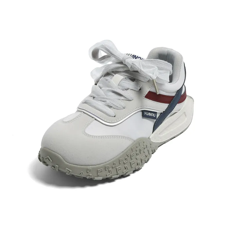 HUANQIU Anti Slip And Wear Resistant Height Increasing Low Top Casual Shoes Women's Gray Red-2