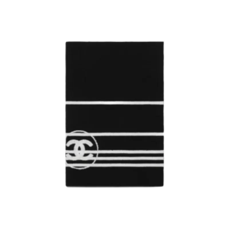 CHANEL Cotton Knit Scarves Unisex Black/White-0