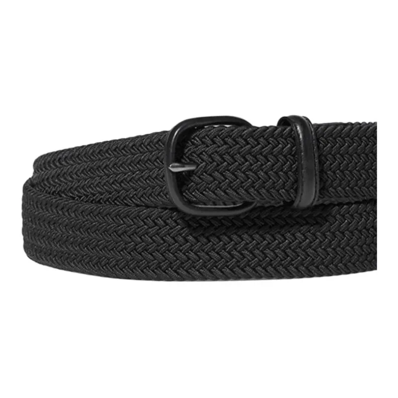 UNIQLO Polyester, Elastodiene, Cow Leather Belt Unisex Black 3CM-1