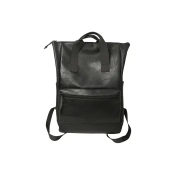 SUN EARTH &U PU Mesh Panel Backpack Unisex Black/Brown