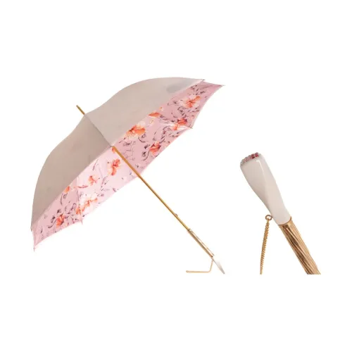 Pasotti Italian Version Pink Floral Umbrella With Brass Resin Controller And Swarovski Crystal Rain And Sun Umbrella