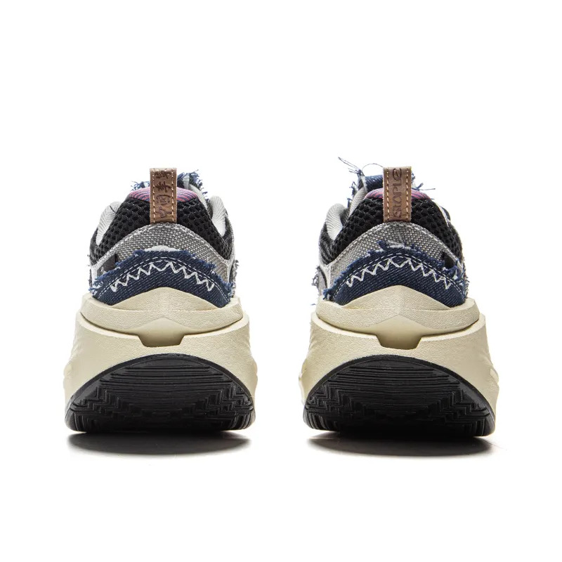 Staple x LiNing Lightweight Rebound Wear Resistant Low Top Casual Shoes Women's Gray Black Blue-5