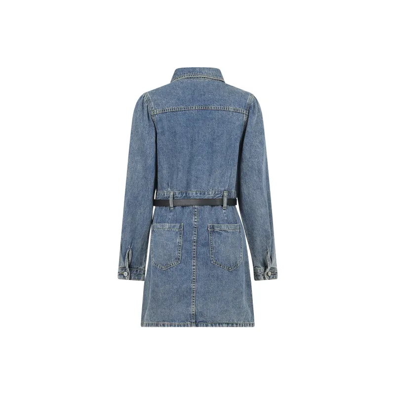 ZCDECO Long Sleeved Dress Women's Denim Blue-1
