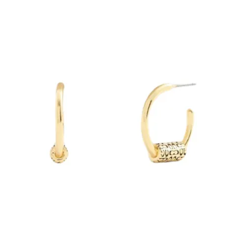 COACH Brass Plated, Cubic Zircon Earrings Women's Gold
