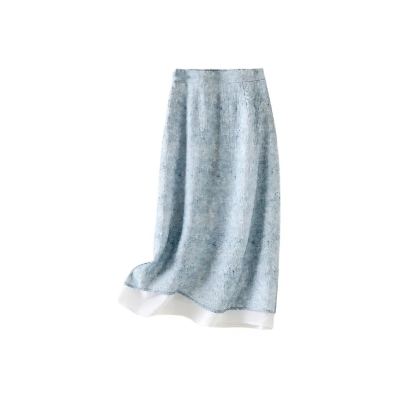 IHIMI Casual Long Skirt Women's Distant Sky Blue-2