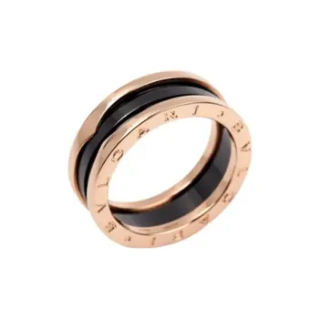 BVLGARI 18K Rose Gold Rings Unisex Black Ceramic Rose Gold