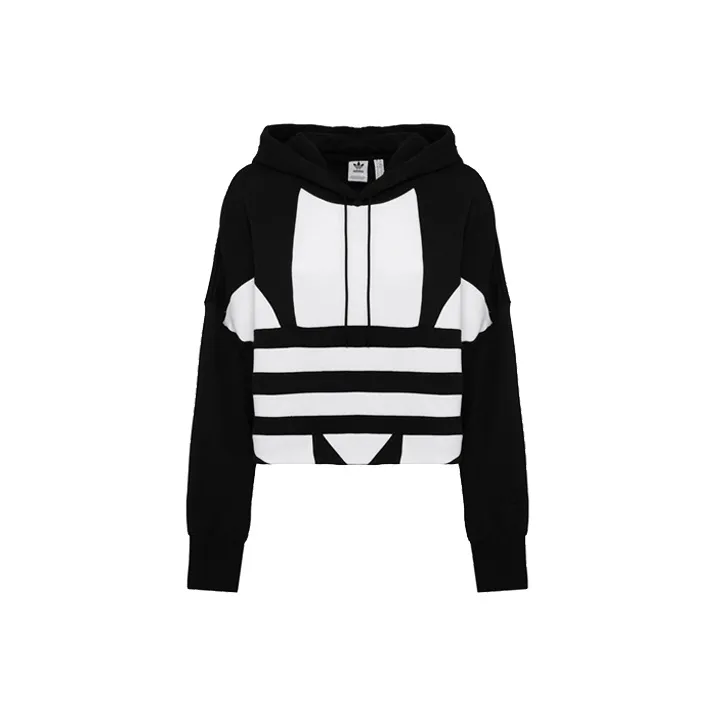 Adidas Cropped Big Trifoil Pullover Hoodie-0
