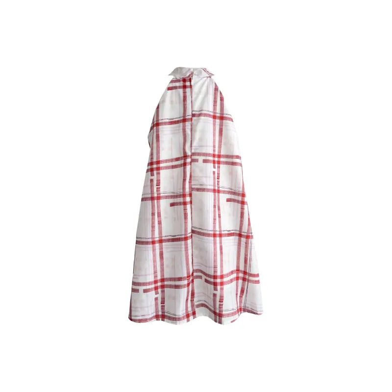 TENNE GIRL Sleeveless Dress Women's Red Plaid-1