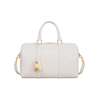 CELINE Calfskin Boston Bag, Shoulder Bag, Crossbody Bag, Handbag Large Size Women's White
