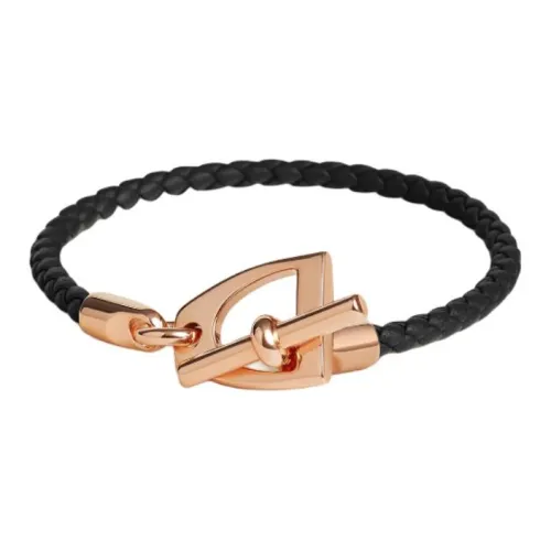 HERMES Metal Bracelets Unisex Black