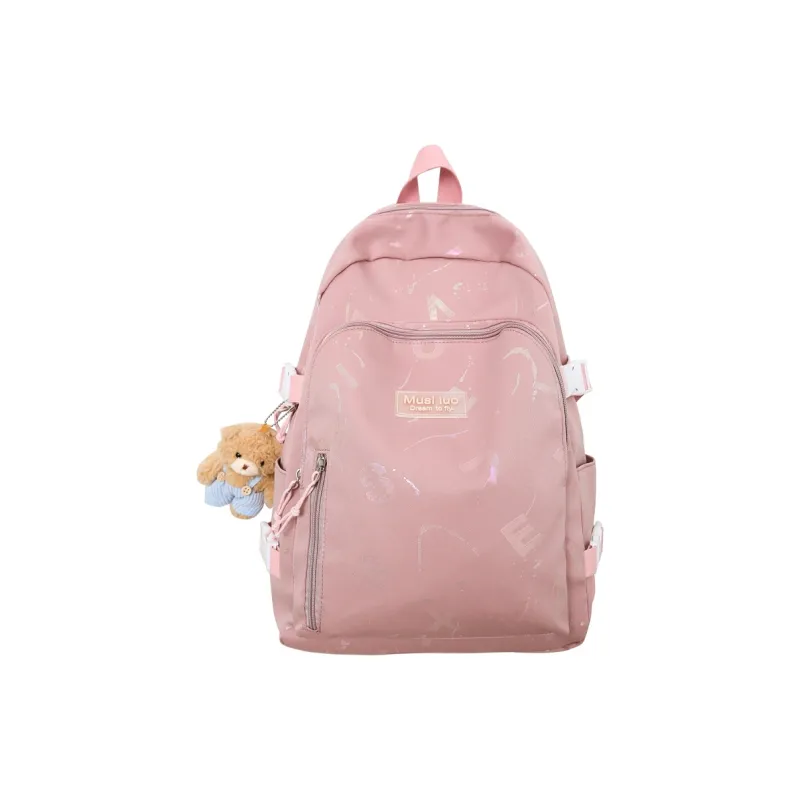 URBAN FOREST Nylon Backpack Unisex White/Black/Blue/Pink-15