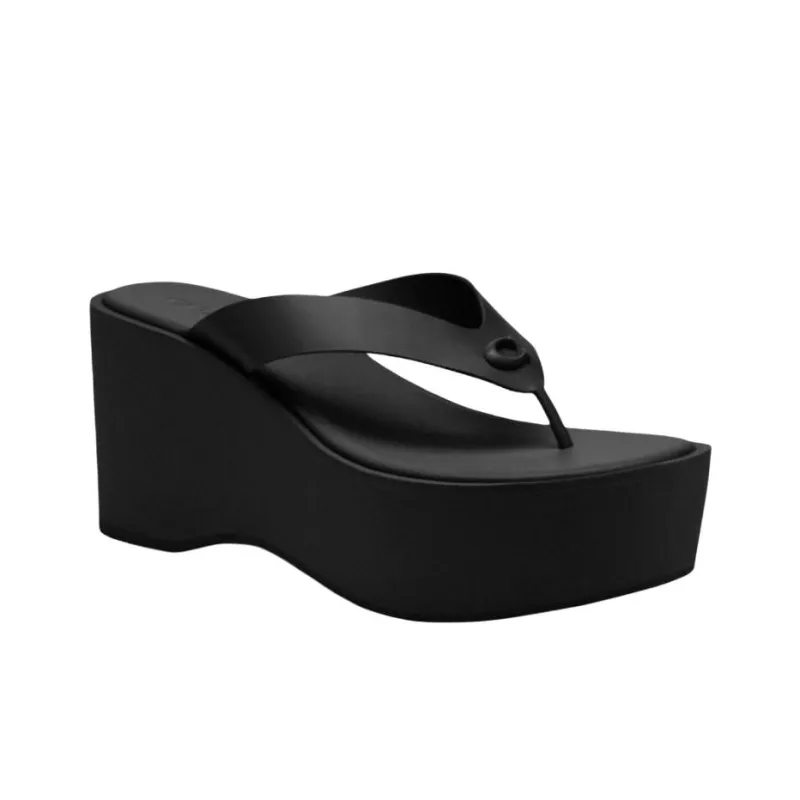 COACH Abrasion Resistant Flip Flops Women's Black-2