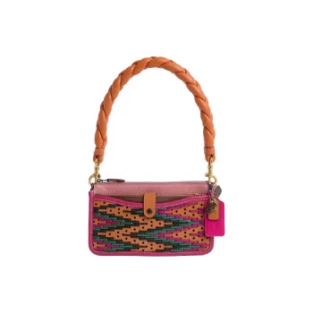 COACH Noa Pop Up Leather Shoulder Bag Small Size Women's Vintage Pink Multicolor
