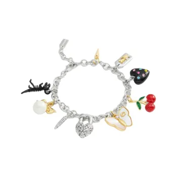 COACH Brass Plated Resin Glass Pearl Enamel Cubic Zircon Bracelets Women's Silver