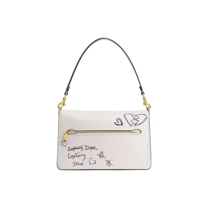 COACH Grained Leather Shoulder Bag Crossbody Bag Handbag Medium Size Women's White-2