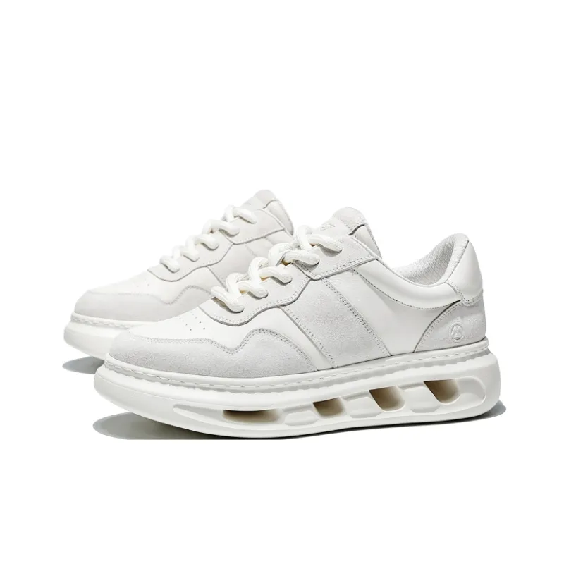 MOERBAI Spacewalk Series Wear Resistant Breathable Height Increasing Low Top Casual Shoes Men's White Gray-1
