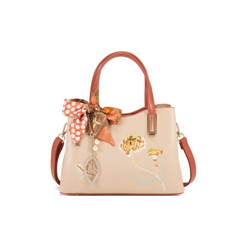 PAYOT Microfiber Synthetic Leather Handbag Women's Apricot-0