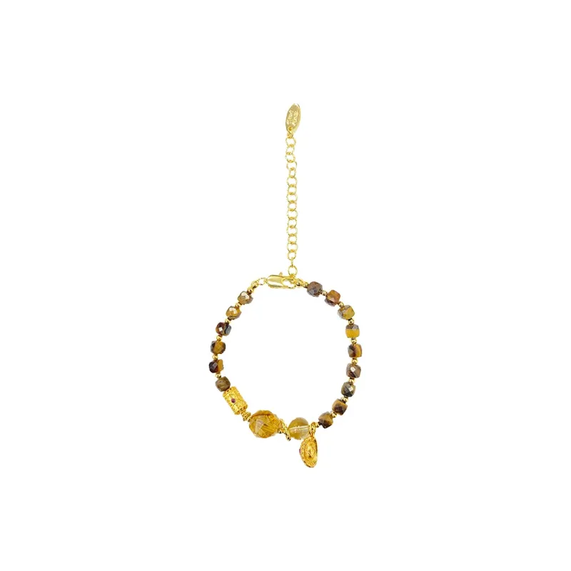 Long Fu Tiger's Eye Stone Bracelets Women's-0