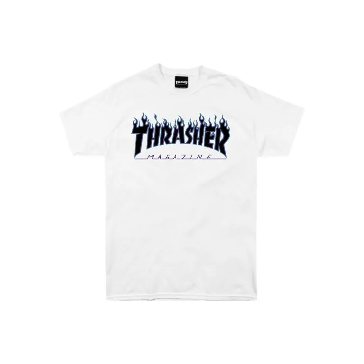 Thrasher T Shirt Japan Version Unisex White Blue-0