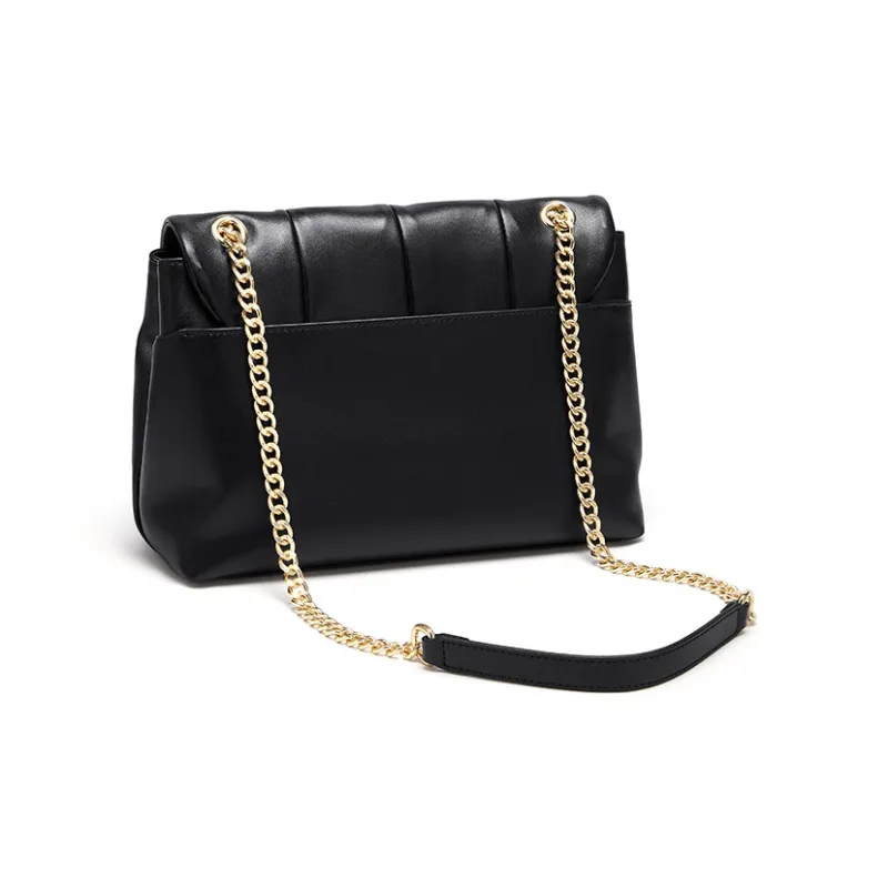 CNOLES Cow Leather Underarm Shoulder Bag Regular Women's Moon Black-3