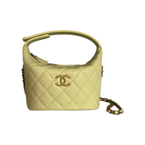 CHANEL Cow Leather Handbag Small Size Women's Yellow